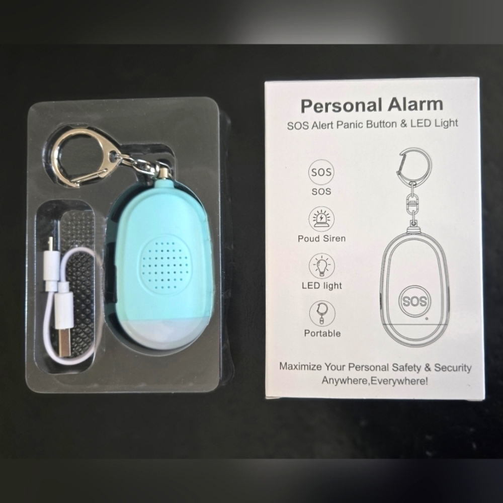 *3/$15 Blue Personal Alarm Keychain with LED Light NWT